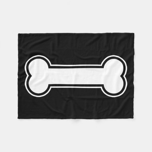 Zwart-wit Cartoon Dog Bone Fleece Deken (Voorkant (Horizontaal))