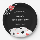 Zwart Wit Casino Thema 40e Verjaardagsfeest Papieren Bordje (Voorkant)