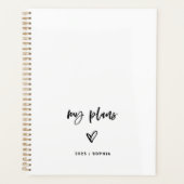 Zwart-wit Casual script en hart Planner (Voorkant)