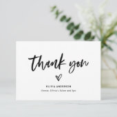 Zwart-wit Casual script en hartmarketing Bedankkaart (Staand voorkant)