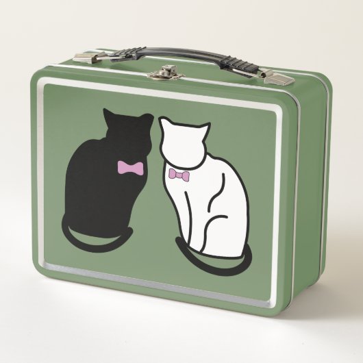 Zwart-wit Cat Metal Lunchbox (Voorkant)