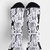 Zwart-wit Cat Pattern Sokken - Stijlvol (Top)