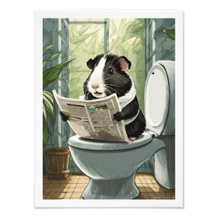 Zwart-wit cavia toilet foto afdruk