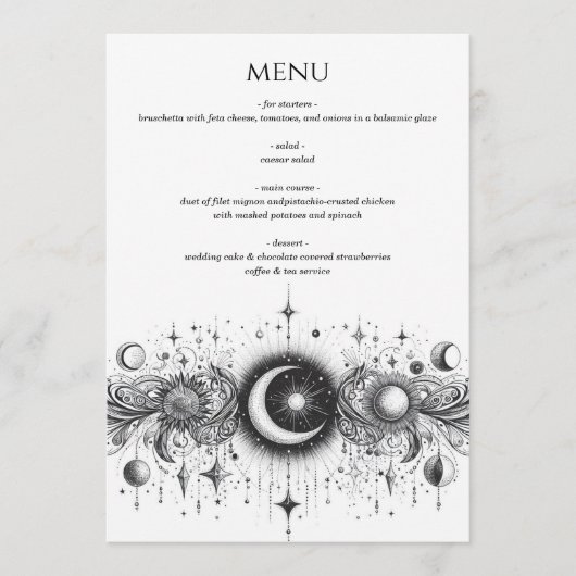 Zwart & Wit Celestial Menu (Voorkant)