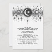 Zwart & Wit Celestial met Details Bruiloft Kaart (Achterkant)