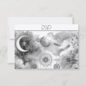 Zwart-wit Celestial Moon Response Kaart (Voorkant)
