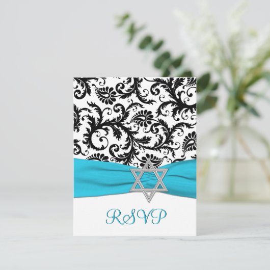 Zwart, wit chassis met Aqua FAUX-lint RSVP (Staand voorkant)