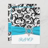 Zwart, wit chassis met Aqua FAUX-lint RSVP (Voorkant / Achterkant)