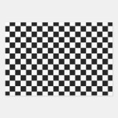 Zwart Wit Checker Patroon Wrapping Papier Bladen Inpakpapier Vel (Voorkant 3)