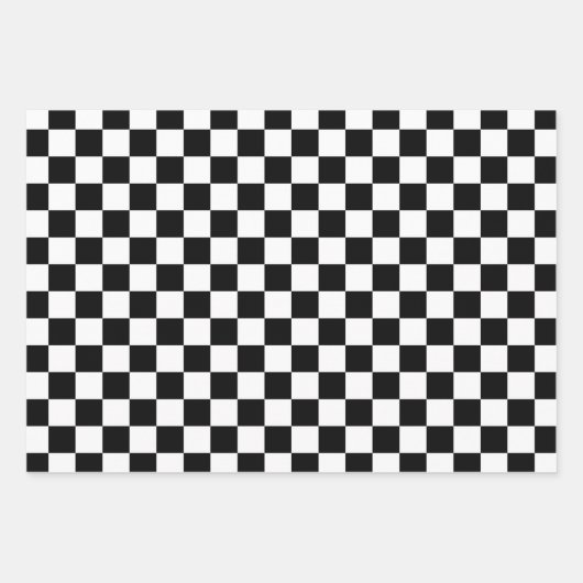 Zwart Wit Checker Patroon Wrapping Papier Bladen Inpakpapier Vel (Voorkant)