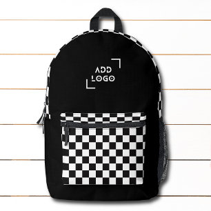 Zwart Wit Checkerboard Check Pattern Logo Bedrukte Rugzak