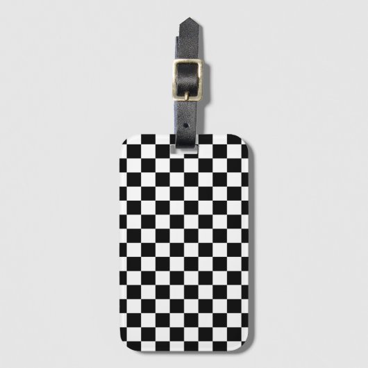 Zwart Wit Checkerboard Checkerboard Checkered Chec Bagagelabel (Voorkant (verticaal))