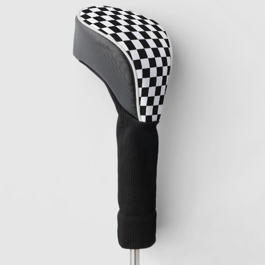 Zwart Wit Checkerboard Checkerboard Checkered Chec Golfheadcover (Schuin)