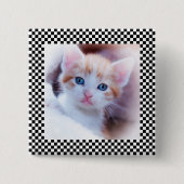 Zwart-wit Checkerboard Foto Lijst Vierkante Button 5,1 Cm (Voorkant)