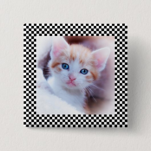 Zwart-wit Checkerboard Foto Lijst Vierkante Button 5,1 Cm (Voorkant)