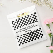 Zwart Wit Checkerboard Patroon Verjaardag Bedankzakje (Gezegeld)