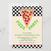 Zwart & Wit Checkerboard Pizza Party Kaart (Voorkant)