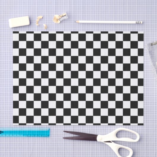 Zwart-wit Checkerboard Squares Tissuepapier (Craft)