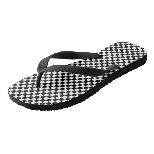 Zwart-wit Checkerboard Teenslippers (Schuin)