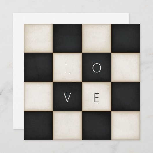  zwart-wit checkers Aangepaste letters Bedankkaart (Voorkant / Achterkant)