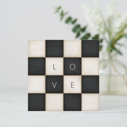  zwart-wit checkers Aangepaste letters Bedankkaart (Staand voorkant)