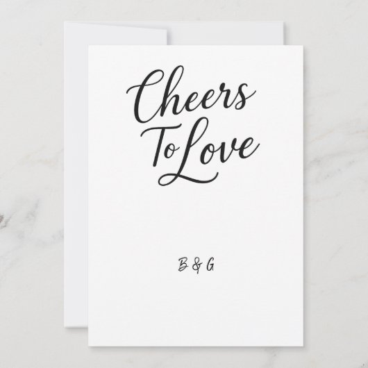 Zwart-wit Cheers to Love Elegant Wedding charme Kaart (Achterkant)