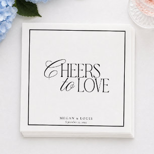 Zwart-wit Cheers to Love Trouwservetten Servet