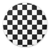 zwart-wit cheque keramische knop (Voorkant)
