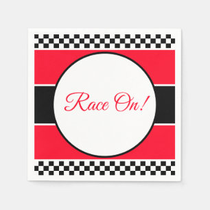 Zwart wit cheque met rood servet