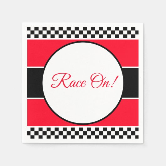 Zwart wit cheque met rood servet (Voorkant)