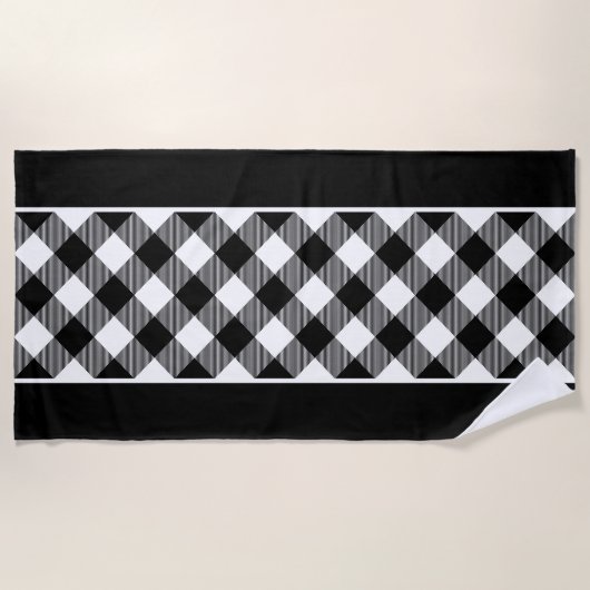 Zwart wit cheque strandlaken (Voorkant)