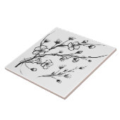 Zwart-wit Cherry Blossom Minimalist Tegeltje (Zijkant)