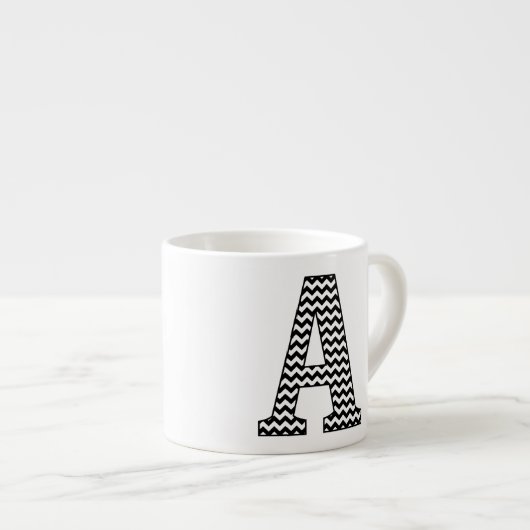 Zwart-wit Chevron A Monogram Espresso Kop (Voorkant rechts)