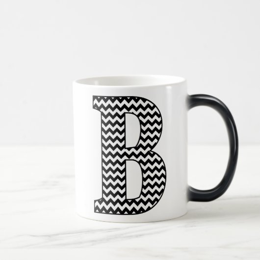 Zwart-wit Chevron B Monogram Morphing Mok (Rechts)