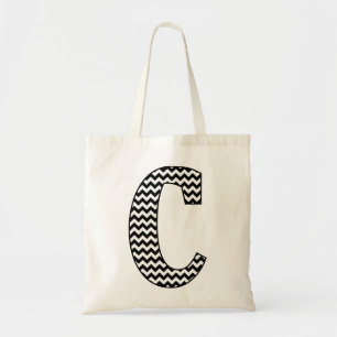 Zwart-wit Chevron "C" Monogram Canvas tas