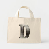 Zwart-wit Chevron "D" Monogram Canvas tas. Mini Tote Bag (Voorkant)