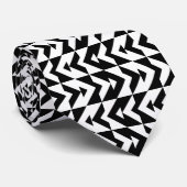 Zwart-wit Chevron geometrisch patroon Stropdas (Opgerold)