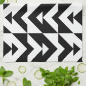 Zwart-wit Chevron geometrisch Theedoek (Gevouwen)