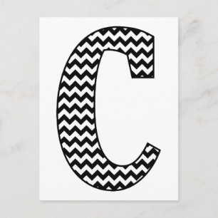 Zwart-wit Chevron Letter C Monogram Briefkaart