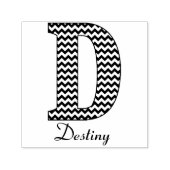 Zwart-wit Chevron Letter D Monogram en Naam Zelfinktende Stempel (Design)