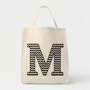 Zwart-wit chevron "M" Monogram Canvas tas
