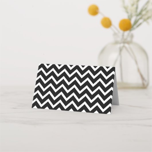 Zwart Wit Chevron met Goud - Deco Place Card (Achterkant)