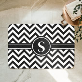 Zwart-wit Chevron-monogram Badmat