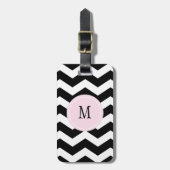 Zwart-wit Chevron Monogram Bagagelabel (Voorkant verticaal)