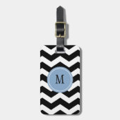 Zwart-wit Chevron Monogram Bagagelabel (Voorkant verticaal)
