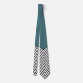 Zwart-wit chevron ontwerp en blauwe driehoek stropdas (Achterkant)