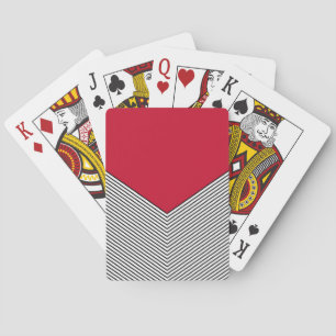 Zwart-wit chevron ontwerp en rode driehoek pokerkaarten