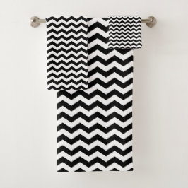 Zwart-wit Chevron-ontwerp - Handdoekset Bad Handdoek