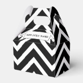 Zwart-wit Chevron Patroon Aangepaste naam Bedankdoosjes (Voorkant Zijde)