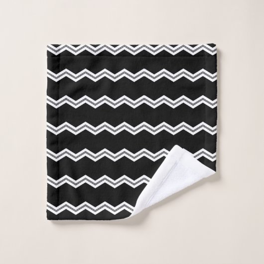 Zwart Wit chevron patroon Bad Handdoek (Wasdoekje)